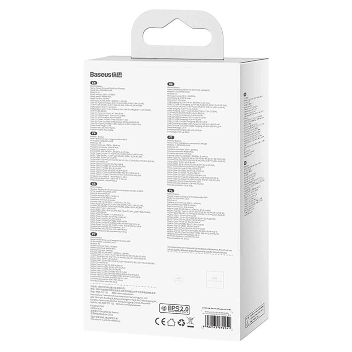 Ładowarka sieciowa / listwa zasilająca Baseus GaN3 Pro 2x USB + 2xUSB-C + AC, 65W