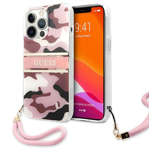 Case GUESS Apple iPhone 13 Pro Max Camo Strap Collection Pink Hardcase