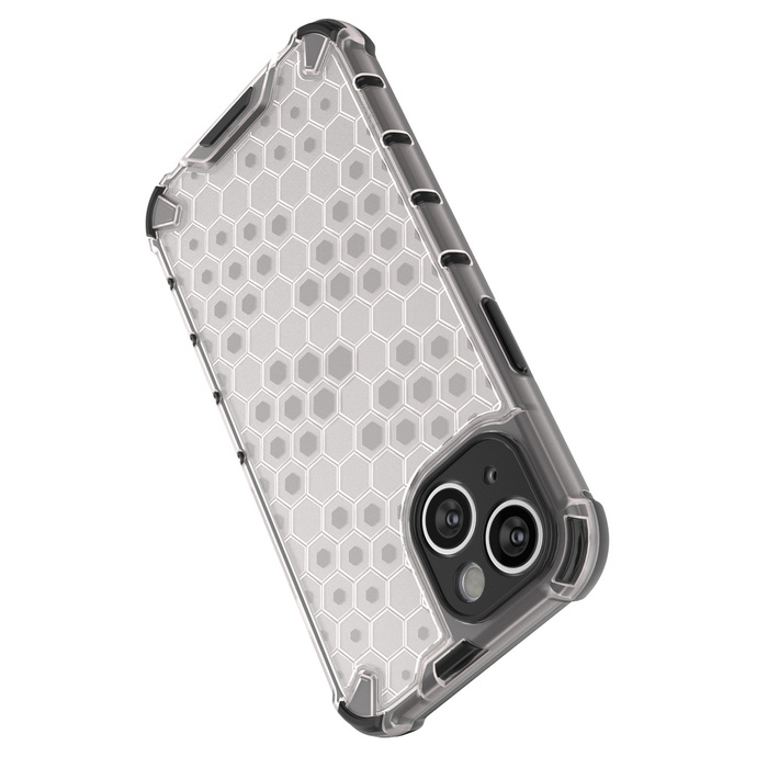 Custodia a nido d&#39;ape per iPhone 14 Plus cover ibrida corazzata trasparente