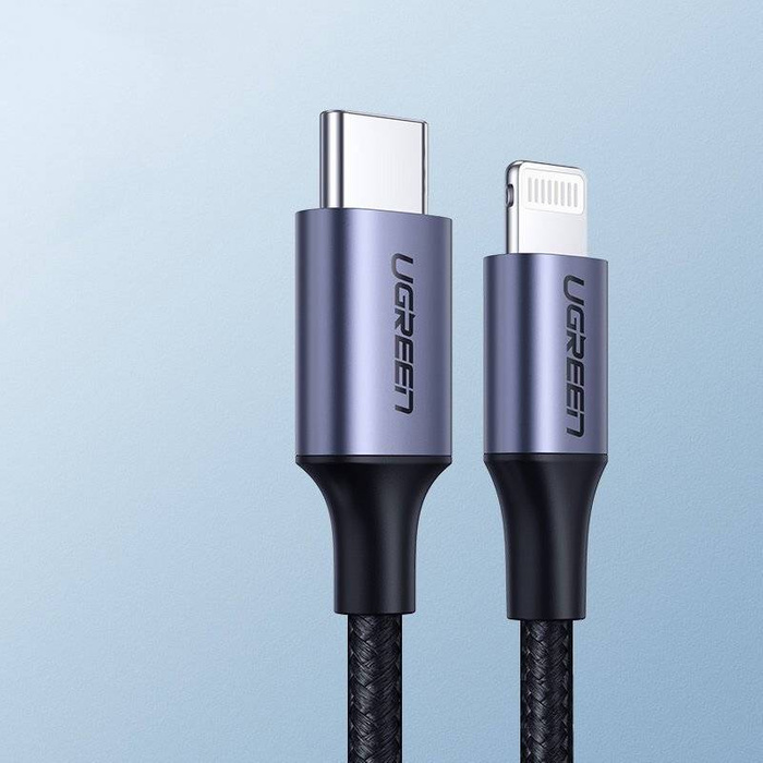 Uzelený Kábel MFI kábel (vyrobený pre iPhone) USB typu C – Lightning 3 A 1 m čierny (US304 60759)
