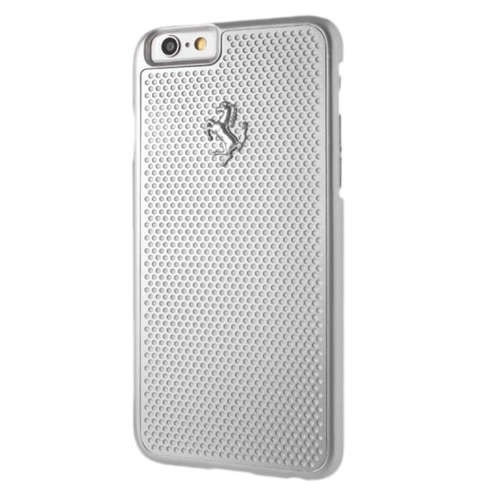 Pouzdro FERRARI Apple iPhone 6 6S Perforované hliníkové stříbrné pouzdro