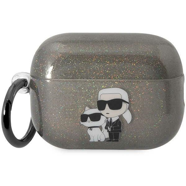 Coque Karl Lagerfeld KLAP2HNKCTGK Housse pour Airpods Pro 2 noir/noir Gliter Karl&amp;Choupette Case