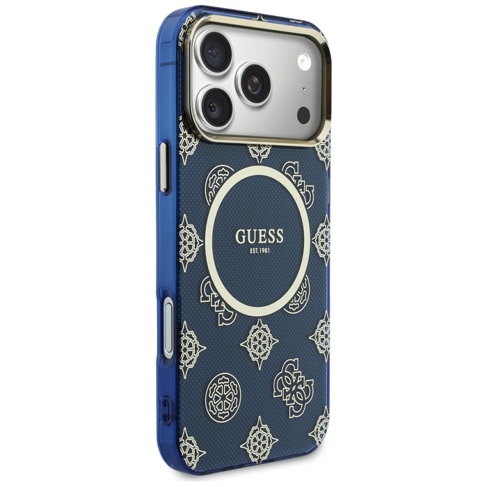 Etui Guess IML Peony Dot MagSafe do      iPhone 17 Pro Max niebieski