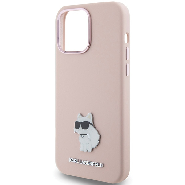 Etui Karl Lagerfeld KLHCP15XSMHCNPP iPhone 15 Pro Max 6.7" różowy/pink Silicone Choupette Metal Pin Case