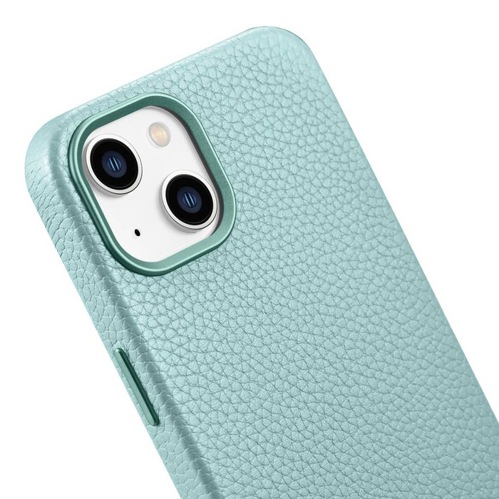 iCarer Litchi Premium Leather Case iPhone 14 Étui en cuir magnétique avec MagSafe Vert (WMI14220709-GN)