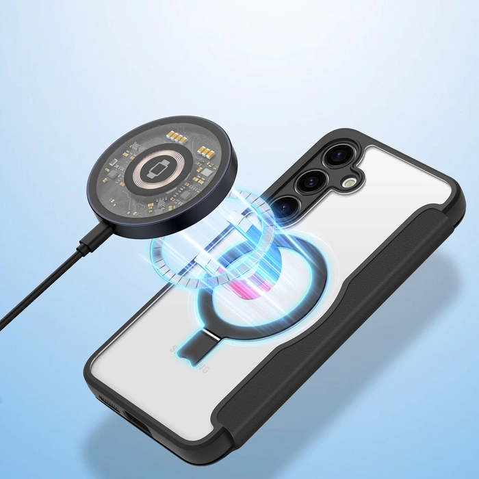 Custodia Dux Ducis Skin X Pro con anello magnetico/supporto per Samsung S24 - nera