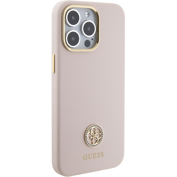 Guess GUHCP15XM4DGPP iPhone 15 Pro Max 6.7" pink/pink hardcase Silicone Logo Strass 4G