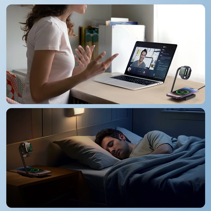 Joyroom JR-WQN05 15W MagSafe / Qi 2in1 induktives Ladegerät faltbar - Schwarz