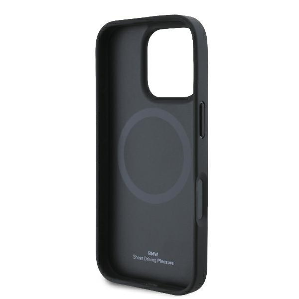 Cover BMW iPhone 16 Pro 6,3" nero/nero durocase Sign Leather Half Textured And Circle MagSafe