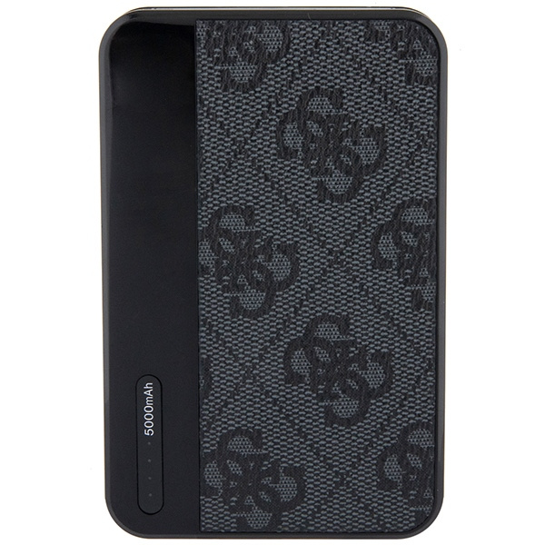 Guess Powerbank 15W GUPB5LP4GEGK 5000mAh negro/negro 4G Piel Metal Logotipo