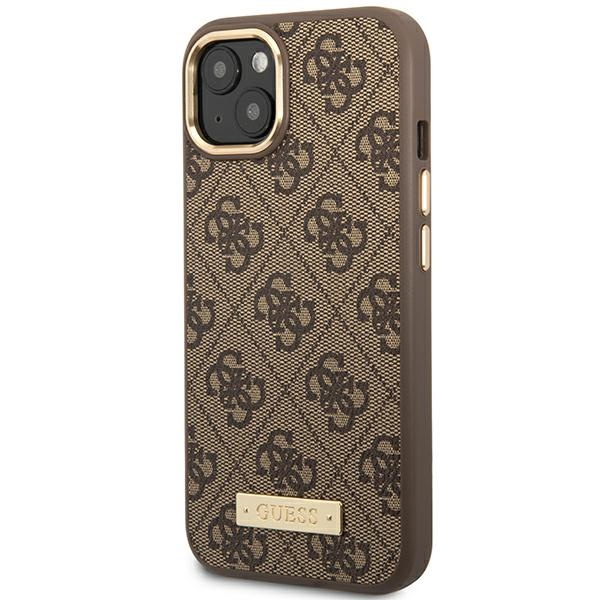 Case GUESS Apple iPhone 14 Plus 4G Logo Plate MagSafe Brown Hardcase
