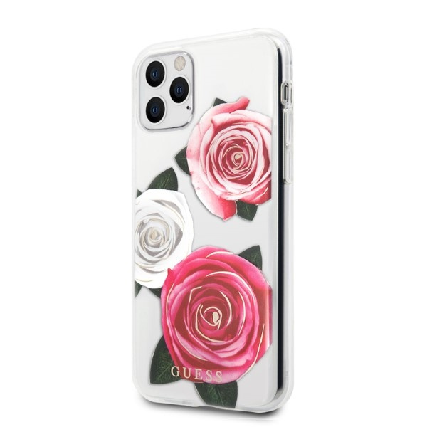 Hülle Guess Guhcn58rostrt iPhone 11 Pro Transparent Hardcase Flower Desire Rosa &amp; Weiß Rose Case