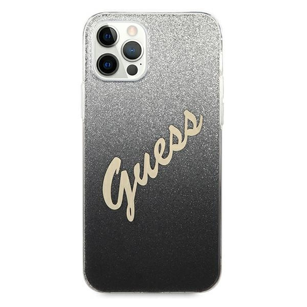 Cover GUESS Apple iPhone 12 Pro Max Glitter Gradient Script GUHCP12LPCUGLSBK Nero Hardcase