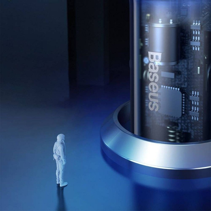 Baseus Auto-Ladegerät USB / USB Typ C 65 W 5 A SCP Quick Charge 4.0+ Power Delivery 3.0 LCD Bildschirm grau (CCKX-C0G)