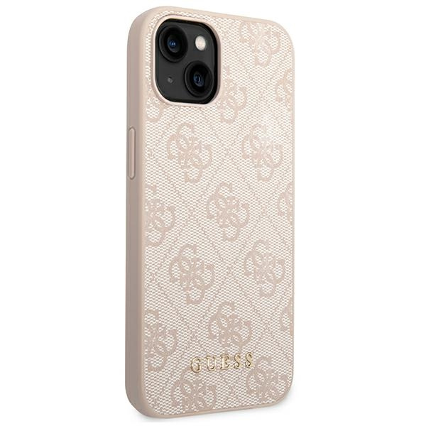 Hülle GUESS Apple iPhone 14 Plus 4G Metall Gold Logo Rosa Hartcase