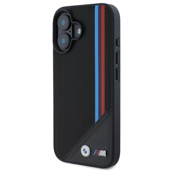 Cover BMW iPhone 16 6,1" nero/nero durocase M Meshed Tricolor Stripes MagSafe