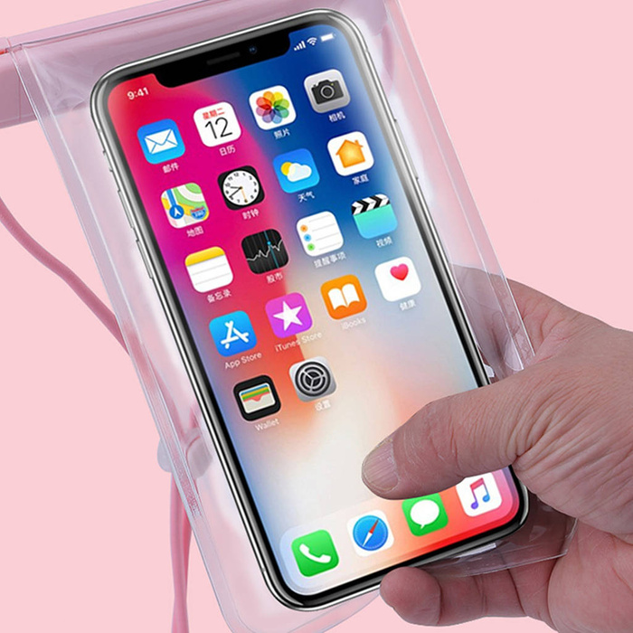 Custodia per telefono impermeabile 115 mm x 220 mm borsa da spiaggia per piscina nera