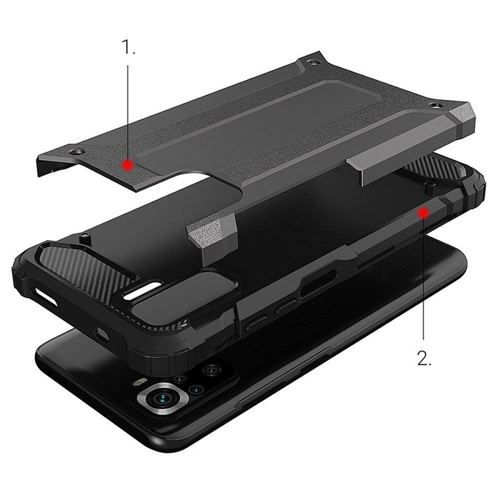 Hybrid Armor Case Cover robusta e resistente per Xiaomi Poco M4 Pro 5G nero