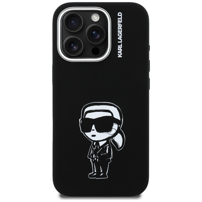 Etui Karl Lagerfeld Silicone Karl Sketch MagSafe do iPhone 16 Pro Max czarny