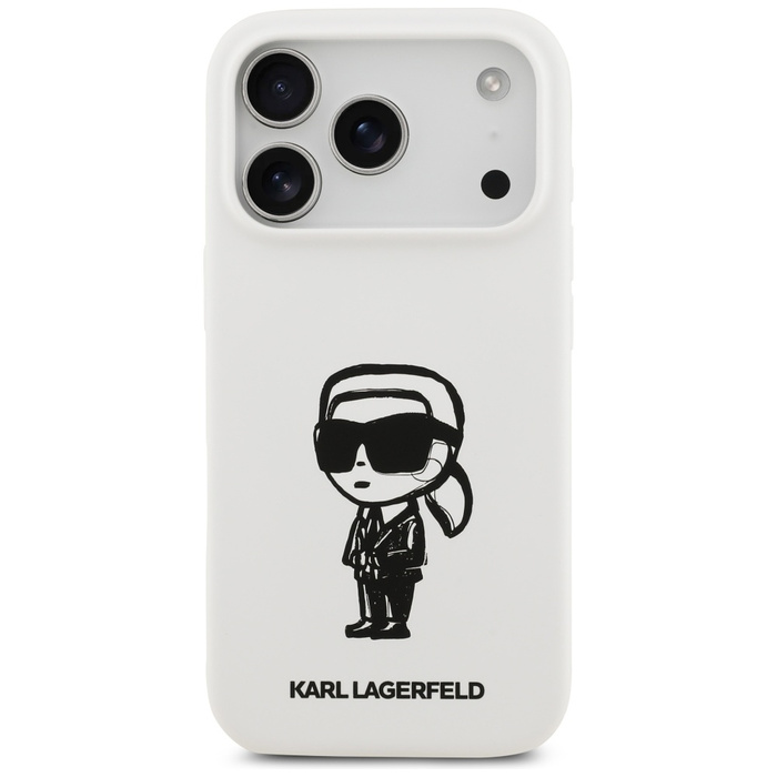 Etui Karl Lagerfeld Silicone Karl Sketch & Logo MagSafe do iPhone 17 Pro biały
