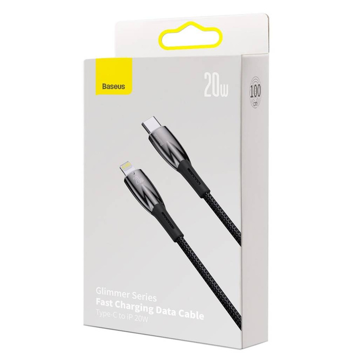 Baseus Glimmer Series kabel s rychlým nabíjením USB-C - Lightning 480Mbps PD 20W 1m černá