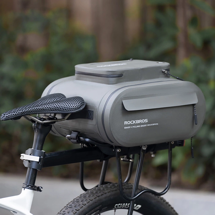 Rockbros waterproof bike pannier, for trunk, capacity 14l - gray