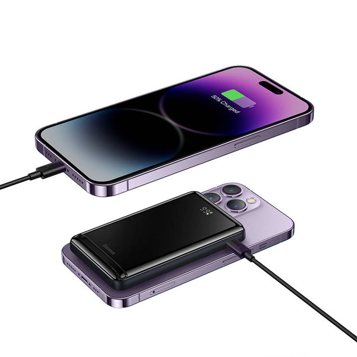 Baseus Staffa Magnetica Caricabatteria Rapida Wireless Power Bank 10000mAh 20W Viola（Con cavo di ricarica rapida serie Xiaobai da Tipo-C a Tipo-C 60W(20V/3A) 50cm Bianco）