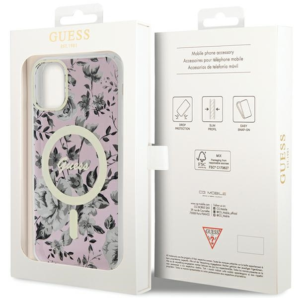 Guess GUHMN61HCFWSP iPhone 11 / Xr 6.1" rosa/rosa durocase Fiore MagSafe