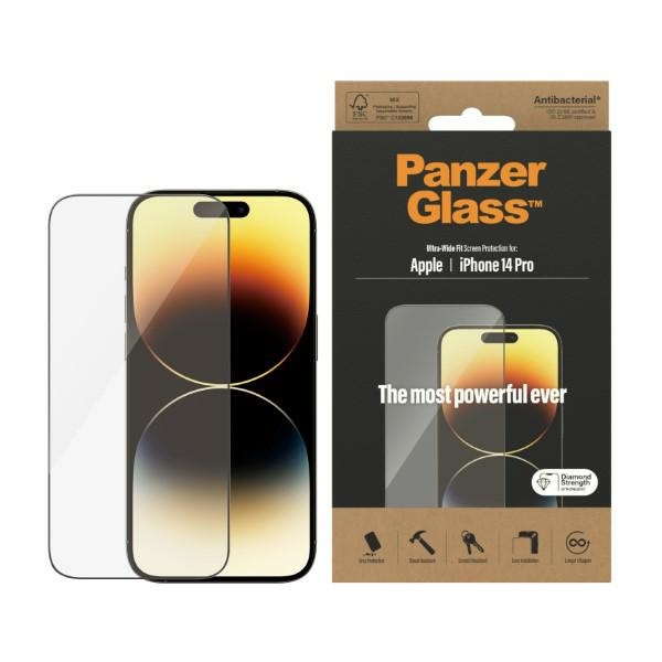 PanzerGlass Ultra-Wide Fit iPhone 14 Pro 6.1" Screen Protection Antibacterial 2772