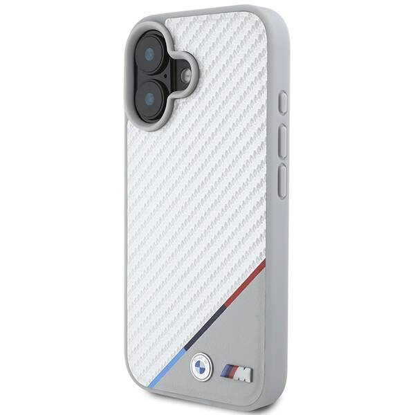 Hülle BMW iPhone 16 6.1" grau/grau hartcase M Carbon Tricolor Line MagSafe