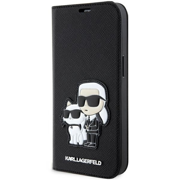 Hülle Karl Lagerfeld KLBKP14XSANKCPK iPhone 14 Pro Max 6,7" Buchcase schwarz/schwarz Saffiano Karl &amp; Choupette Case