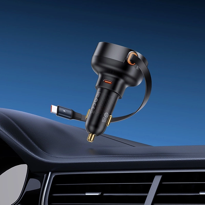 Ładowarka samochodowa Baseus Enjoyment Pro z kablem USB-C, 60W (czarna)