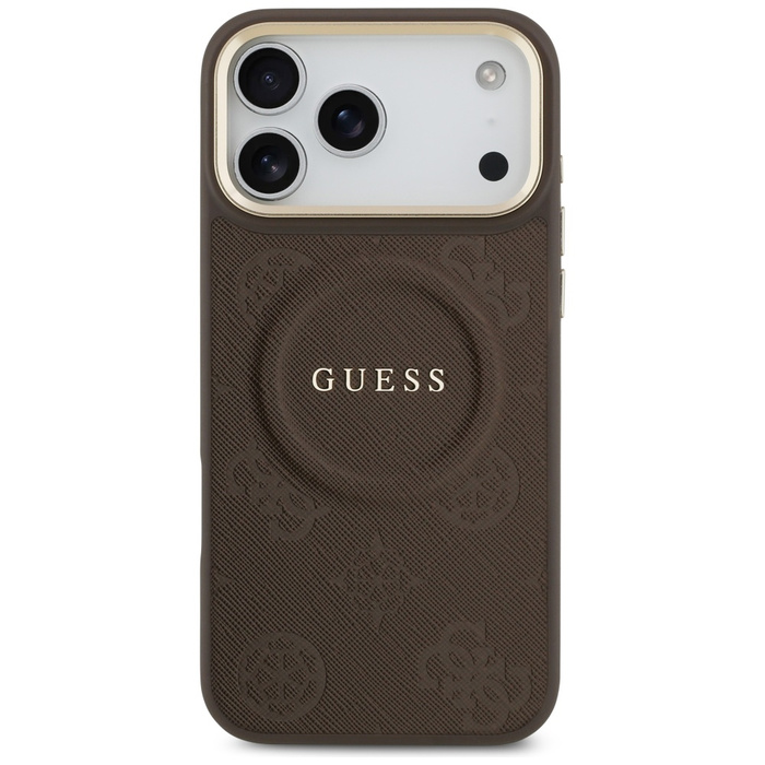 Etui Guess Peony Hot Stamp MagSafe do    iPhone 17 Pro Max brązowy