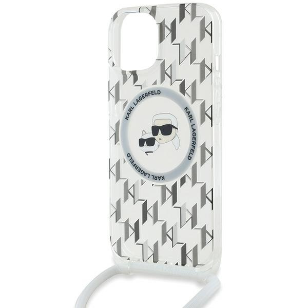Etui Karl Lagerfeld KLHMP15SHCKCKLCT iPhone 15 / 14 / 13 6.1" transparent hardcase IML Crossbody Monogram Karl & Choupette Head MagSafe
