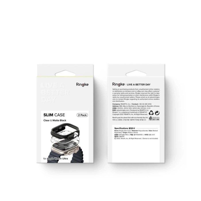 Etui Ringke Slim 2-pack Apple Watch Ultra (49 Mm) Clear & Matte Black Case