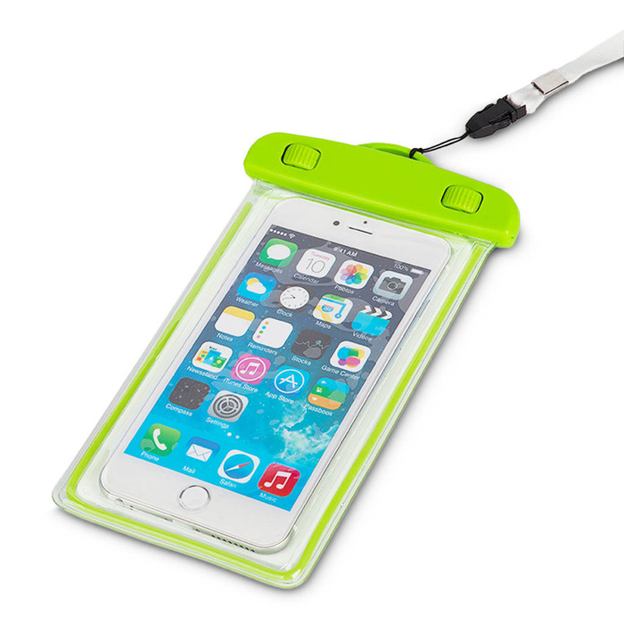 Custodia per telefono impermeabile in PVC con cordino - verde