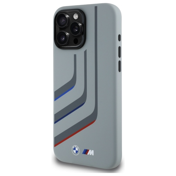 Coque BMW iPhone 16 Pro Max gris/gris durcase Silicone Turning Lines MagSafe