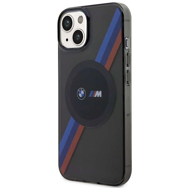 Funda BMW BMHMP14SHDTK iPhone 14 6,1" gris/gris Rayas tricolor MagSafe