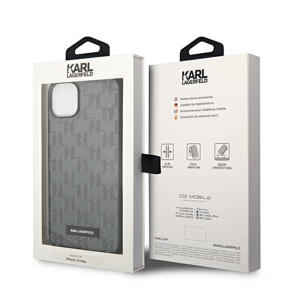 Karl Lagerfeld KLHCP14SSAKLHPG iPhone 14 6,1" hartcase grau/grau Saffiano Mono Metall Logo