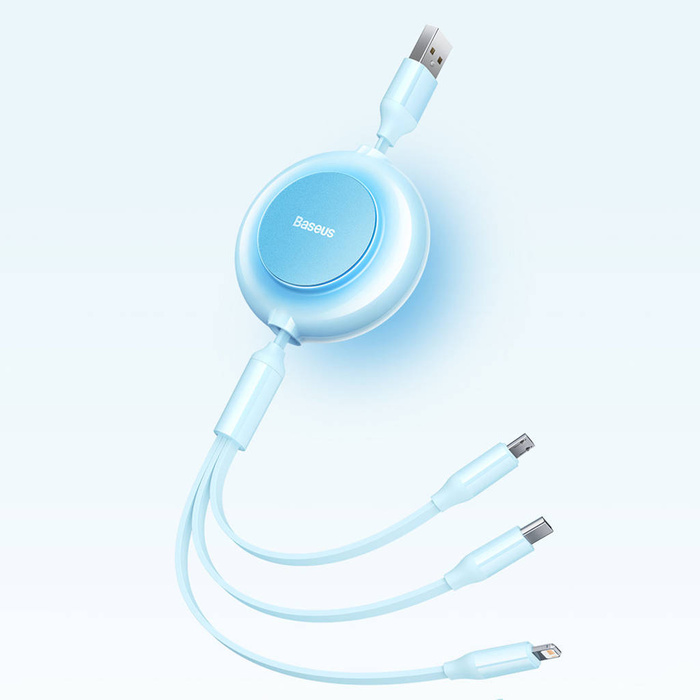 Baseus Bright Mirror 2 3en1 USB Tipo A - micro USB + Lightning + USB Tipo C 3.5A 1.1m azul (CAMJ010017)