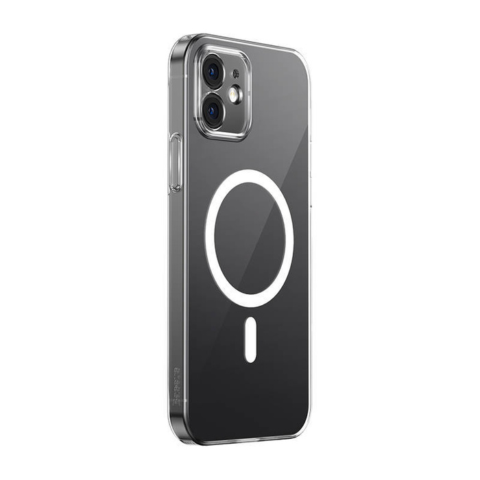 Baseus Crystal Mágneses telefontok iPhone 12 telefonhoz (Átlátszó), Edzett üveg képernyővédő fóliával és Tisztítókészlettel