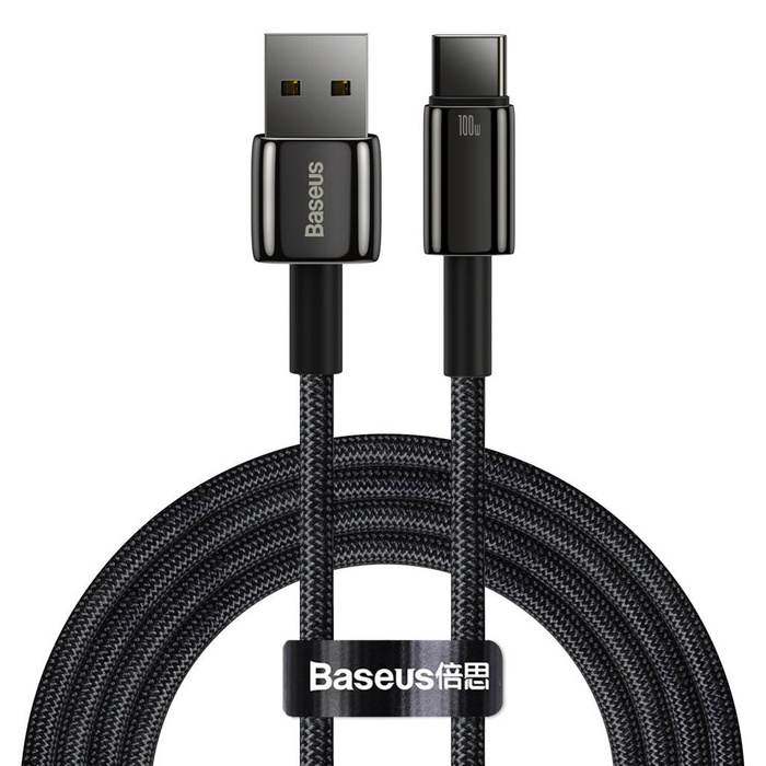 Baseus Tungsten Gold cavo USB-A - USB-C 480Mb/s 100W 2m nero (CAWJ000101)