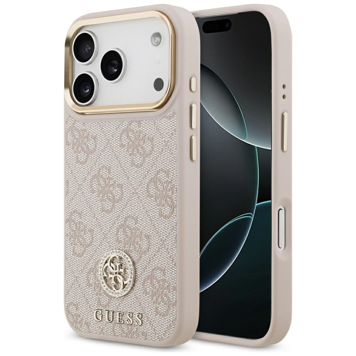 Etui Guess 4G Strass Logo MagSafe do     iPhone 17 Pro różowy