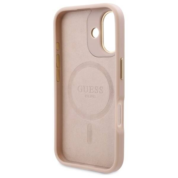 Etui Guess iPhone 16 Plus 6.7" różowy/pink hardcase 4G Logo Plate MagSafe