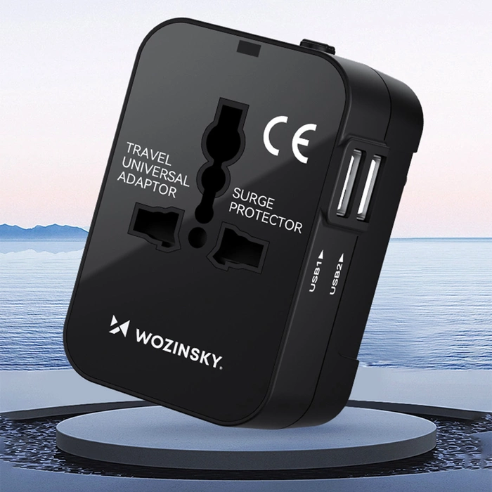 Wozinsky WUTWC Reiseadapter universal 24W EU / US / AUS / UK / 2x USB-A - Schwarz