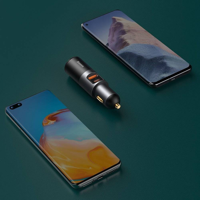 Baseus Share Together USB / USB Type C nabíječka do auta / 120W zásuvka pro zapalovač cigaret Quick Charge Power Delivery šedá (CCBT-C0G)