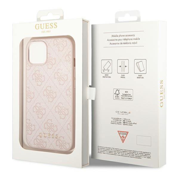 Case GUESS Apple iPhone 14 Plus 4G Metal Gold Logo Pink Hardcase
