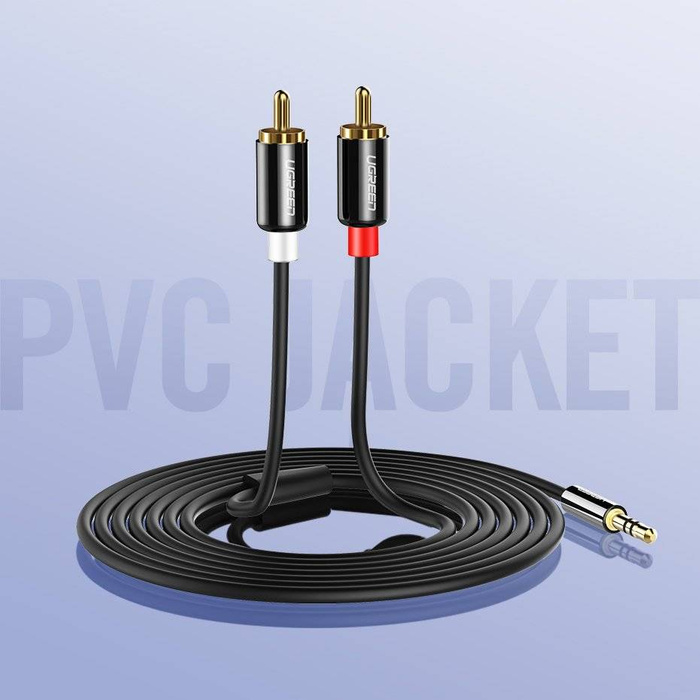 Uzelený Kábel audio kábel 3,5 mm mini jack - 2RCA 2 m čierny (AV116 10584)