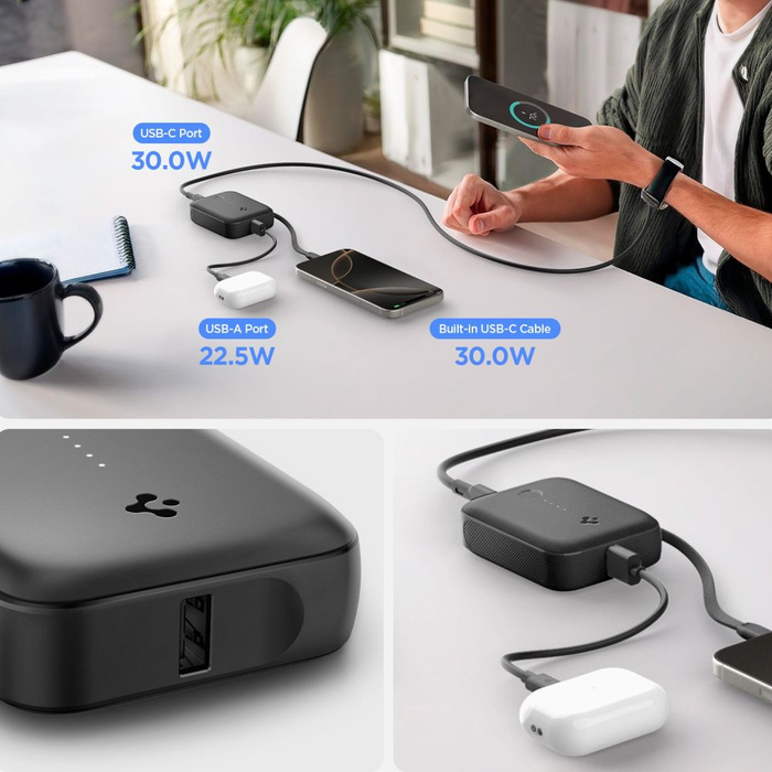 Spigen ESSENTAIL EA3010BT ENERGIEBANK 10000 MAH 30W SCHWARZ