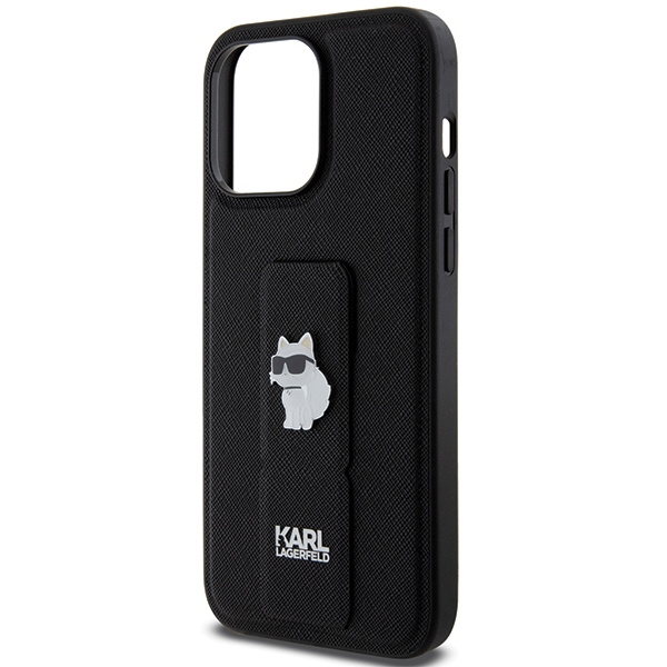 Etui Karl Lagerfeld KLHCP13LGSACHPK iPhone 13 Pro / 13 6.1" czarny/black hardcase Gripstand Saffiano Choupette Pins Case